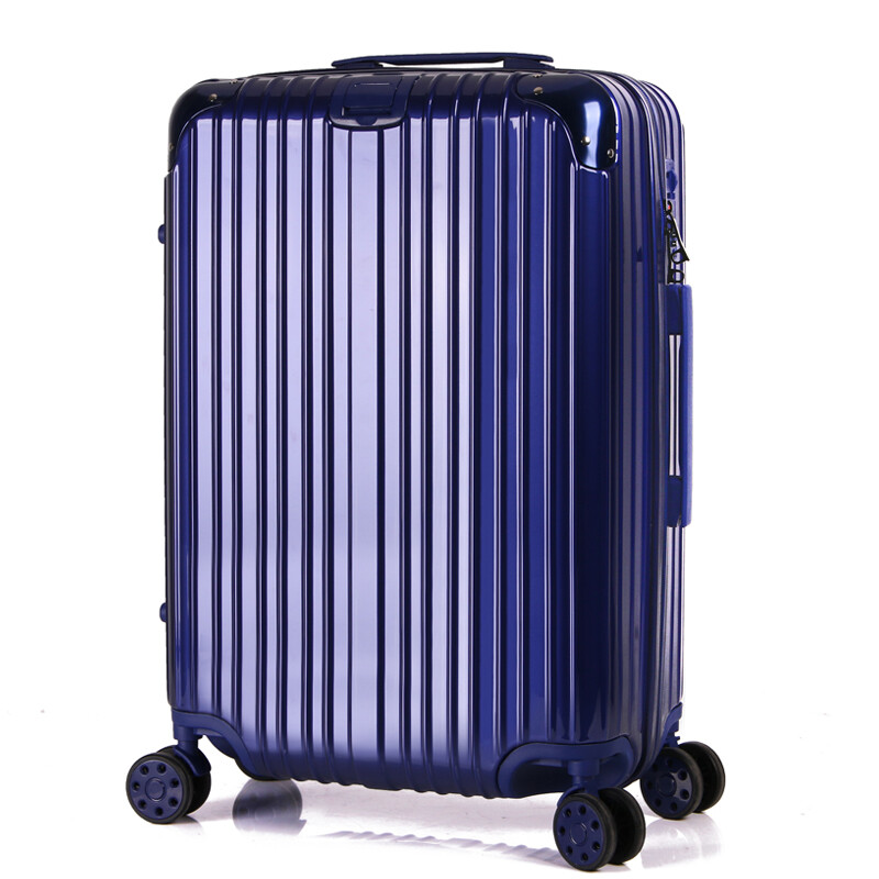 京嶸保羅行李箱萬向輪拉桿箱旅行箱男女密碼箱商務登機箱20 24 28寸箱包 深海藍(經典拉鏈款) 20寸