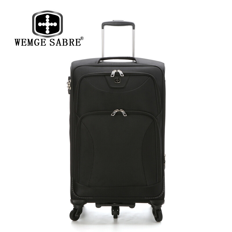WEMGE SABRE拉桿箱耐磨萬向輪商務(wù)休閑旅行箱包托運箱行李箱男女拉桿箱26寸軟箱 黑色 20寸
